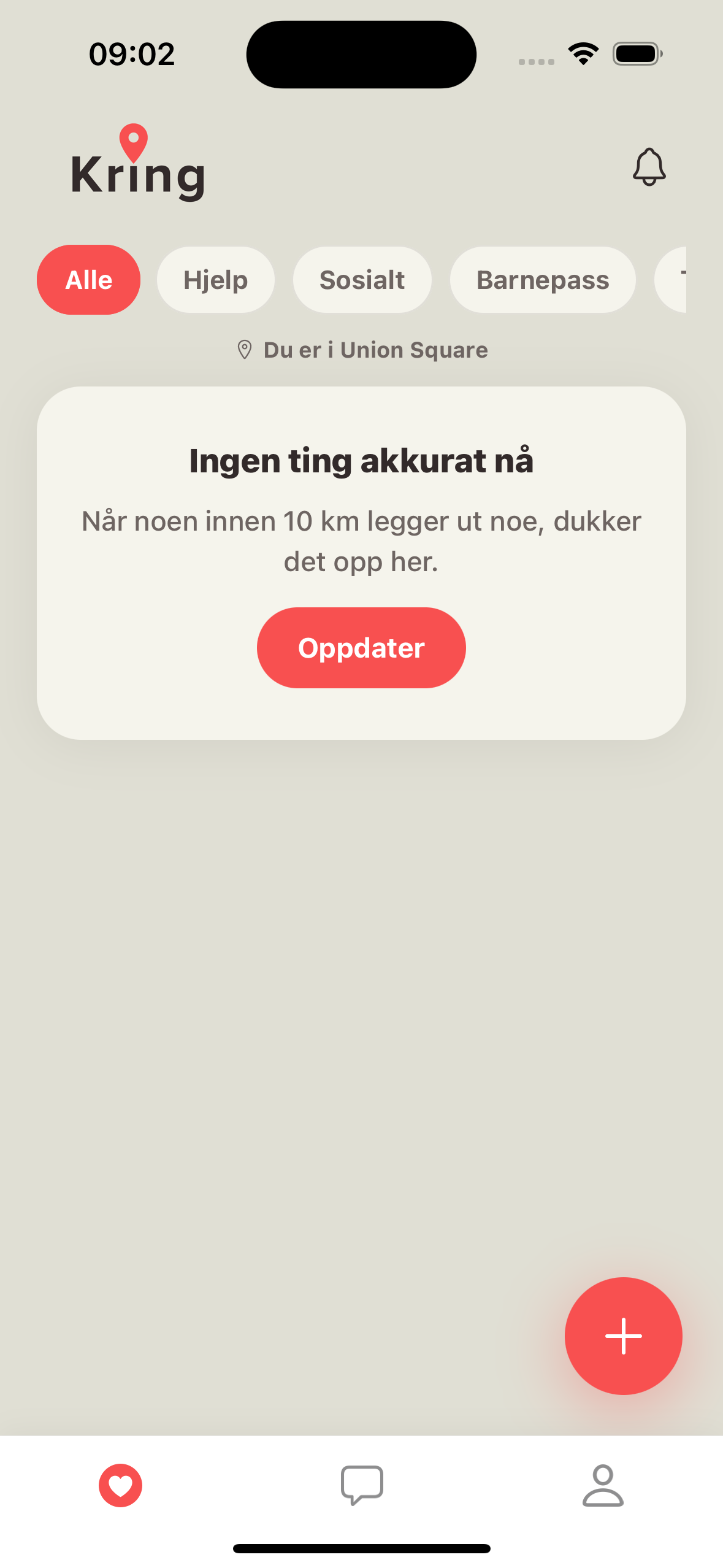 Kring-feed med poster i nærheten